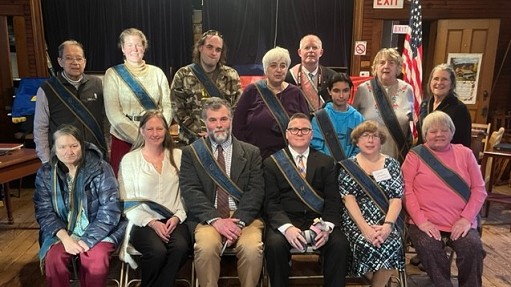 Meet our newest installed officers for Granby Grange; including President Ron Cowdrey; VP Philip Marshall; Treasurer Carol Innes; Secretary Kara Marshall; and Program Director Judy Doyle