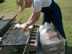 Load chicken on greased gate ...